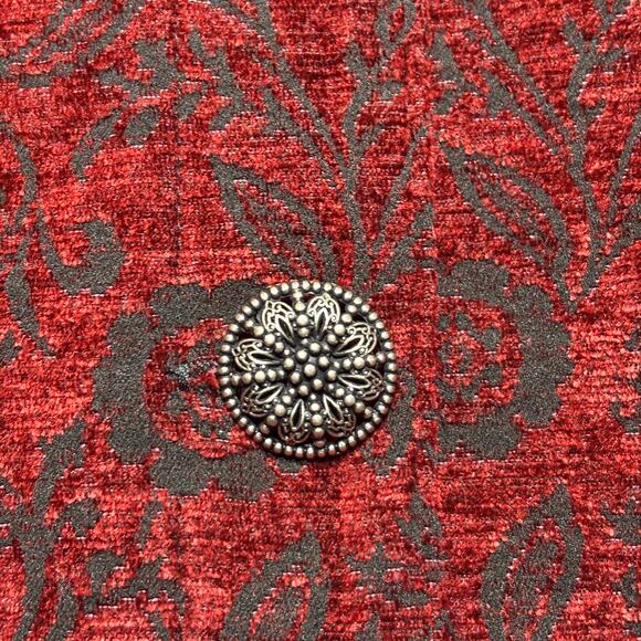 Vtg Touch O Blue Red Black Burnout Button Jacket Top M Boho Retro Indie Edgy - Picture 8 of 8